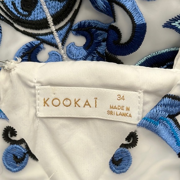 KOOKAI Donatella White Blue Embroidered Cocktail Midi Dress - Picture 14 of 15